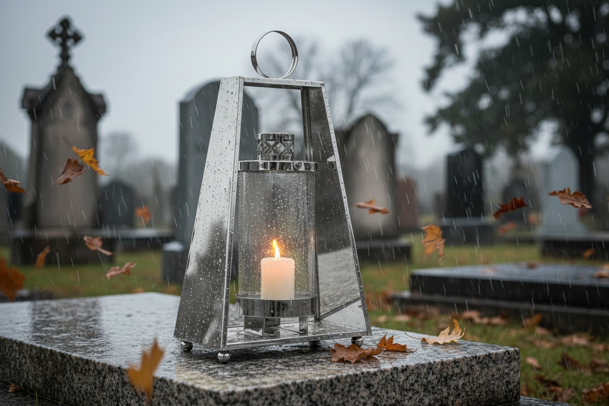 Wytrzymały srebrny znicz w trudnych warunkach