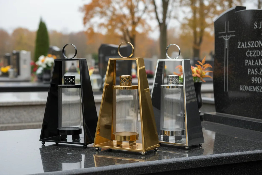 Znicze trapezowe na czarnym granicie